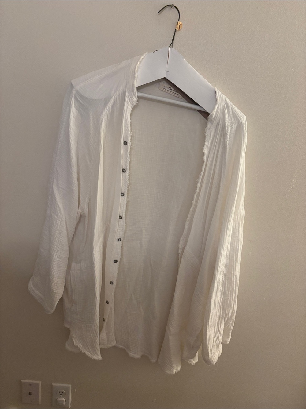 We The Free White Lightweight Button-Front Shirt Jacket